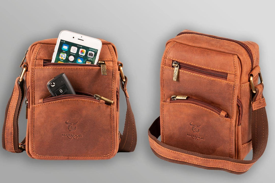 MATADOR Herren Echt Leder Umhängetasche Arbeittasche Klein Schultertasche Modern Messenger Reisetasc