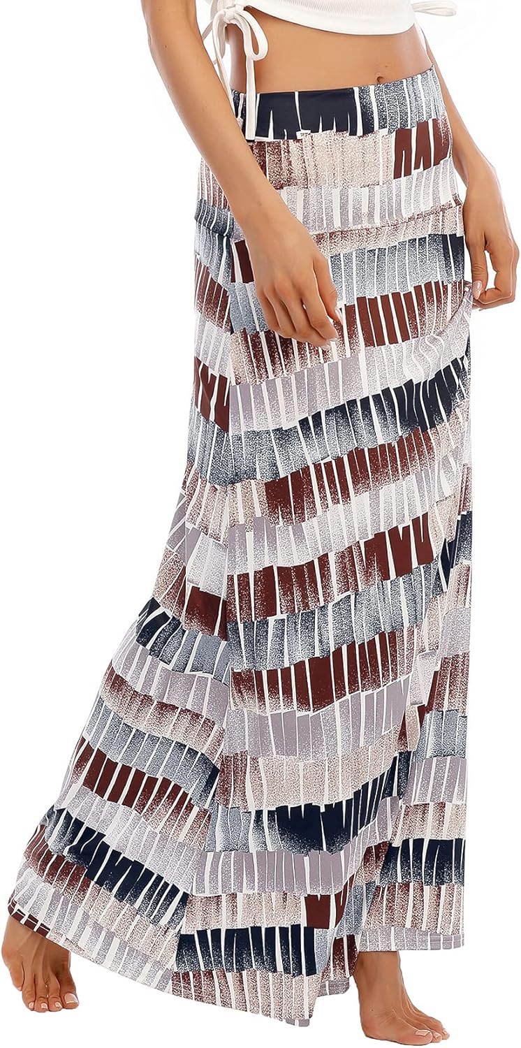 Durio Rock Maxirock Lang Damen Rock Weich Sommerrock Elegant Freizeitrock mit Hohem Bund Elastisch S