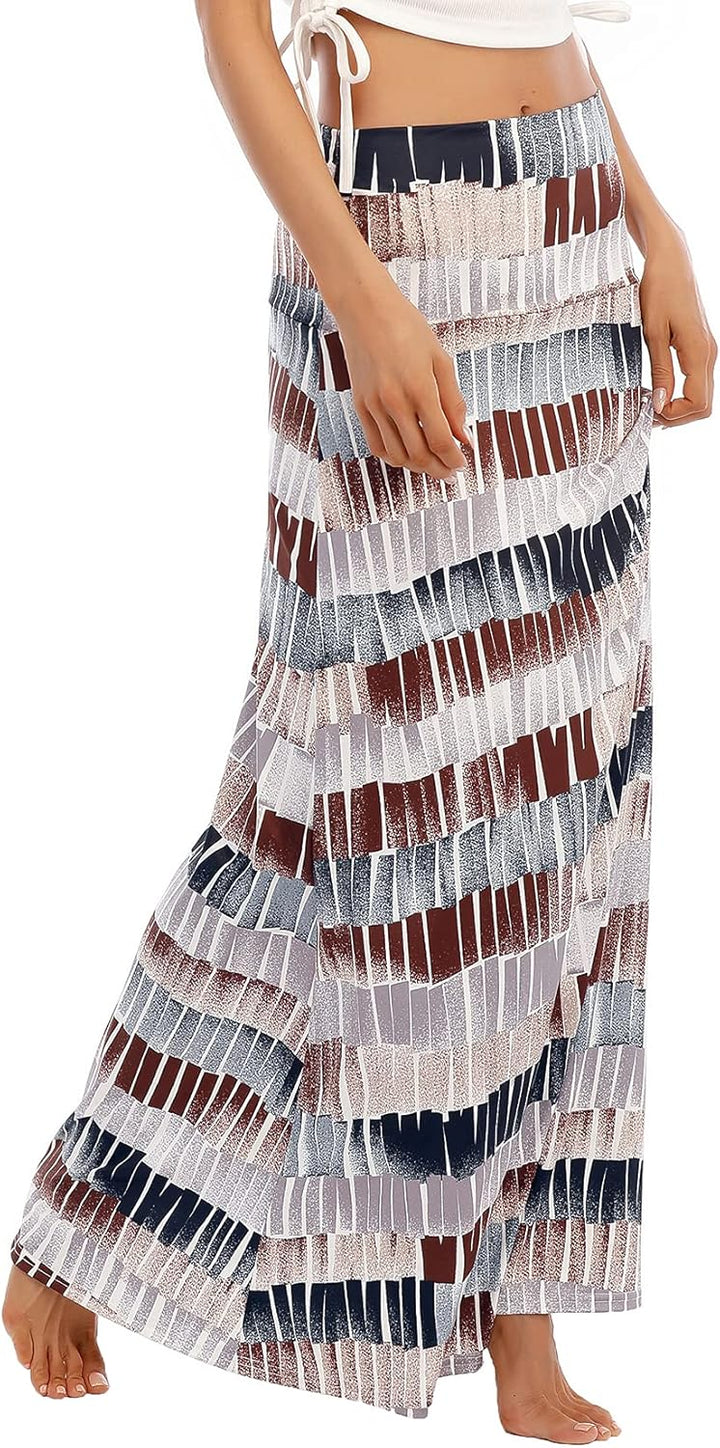 Durio Rock Maxirock Lang Damen Rock Weich Sommerrock Elegant Freizeitrock mit Hohem Bund Elastisch S