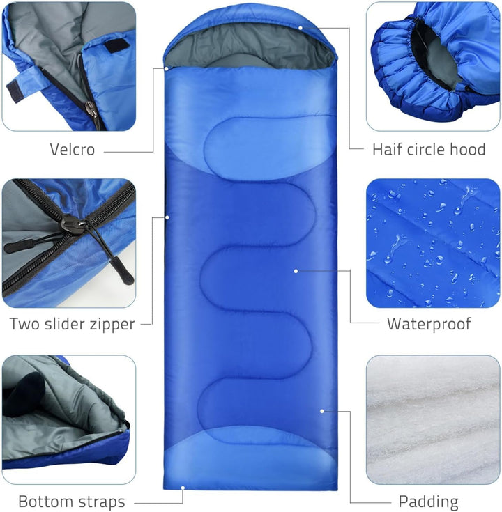 Schlafsack Outdoor für Camping 3 Jahreszeiten Erwachsene Schlafsack, 2 in 1 Funktion Deckenschlafsäc