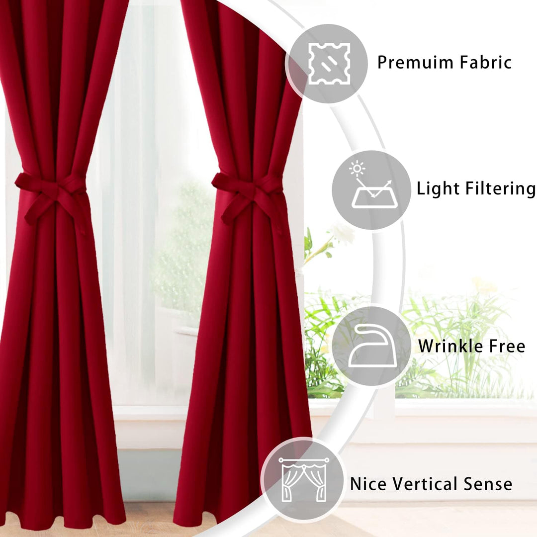 JIUZHEN Blickdicht Vorhänge Gardinen Ösenvorhang für Schlafzimmer Wohnzimmer,Rot Verdunkelungsvorhan