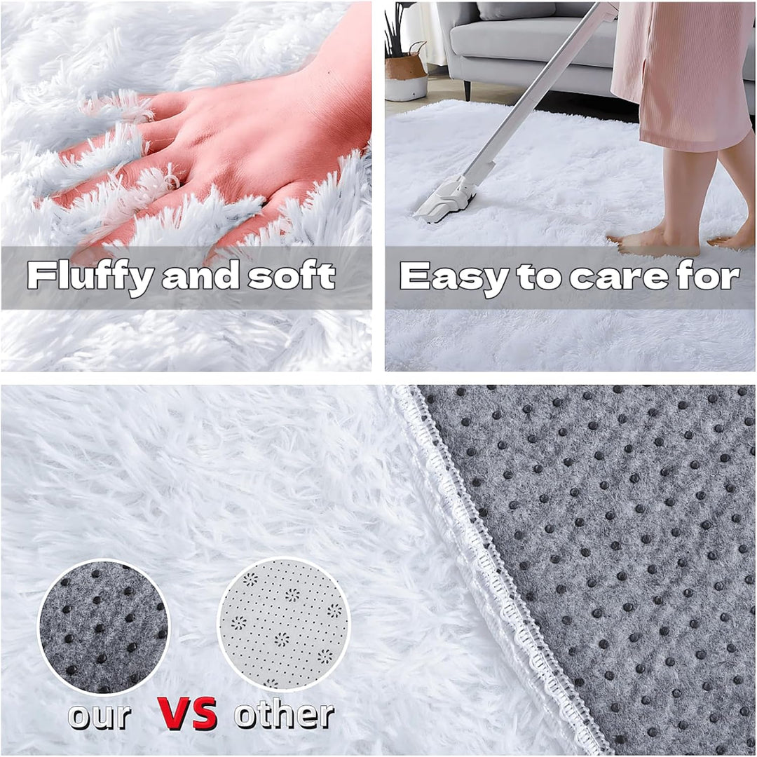 SUBEEN Hochflor Teppich Wohnzimmerteppich waschbar rutschfest extra gross Schlafzimmer Teppich moder