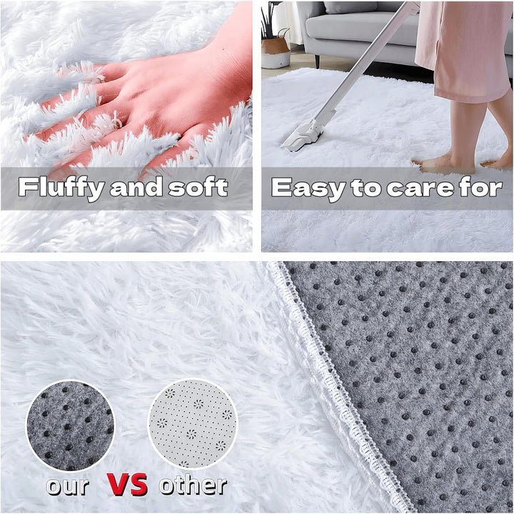 SUBEEN Hochflor Teppich Wohnzimmerteppich waschbar rutschfest extra gross Schlafzimmer Teppich moder