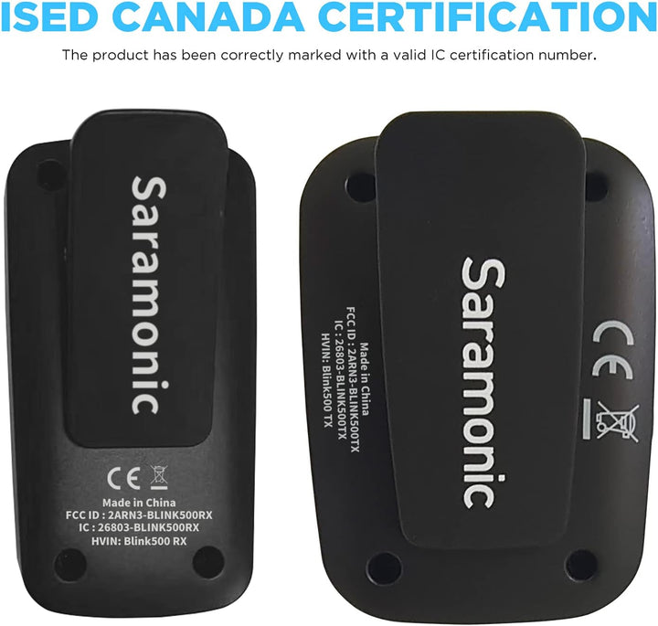 Saramonic Ultracompact 2.4GHz Dual-Channel Wireless Microphone Kit Blink500 2 Transmitters 1 Receive