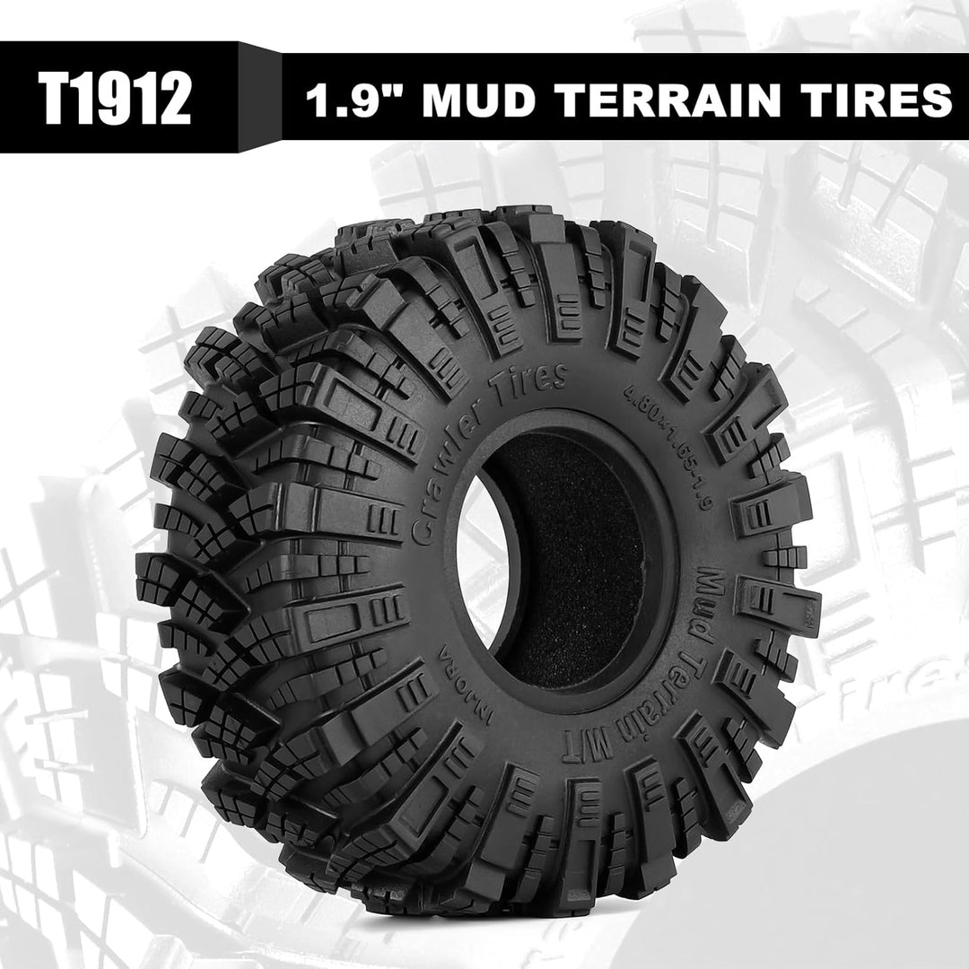 INJORA 1.9 Mud Terrain Reifen Kraken Claw Reifen für Axial SCX10 Pro UTB18 TRX4 Redcat VS4-10 Redcat