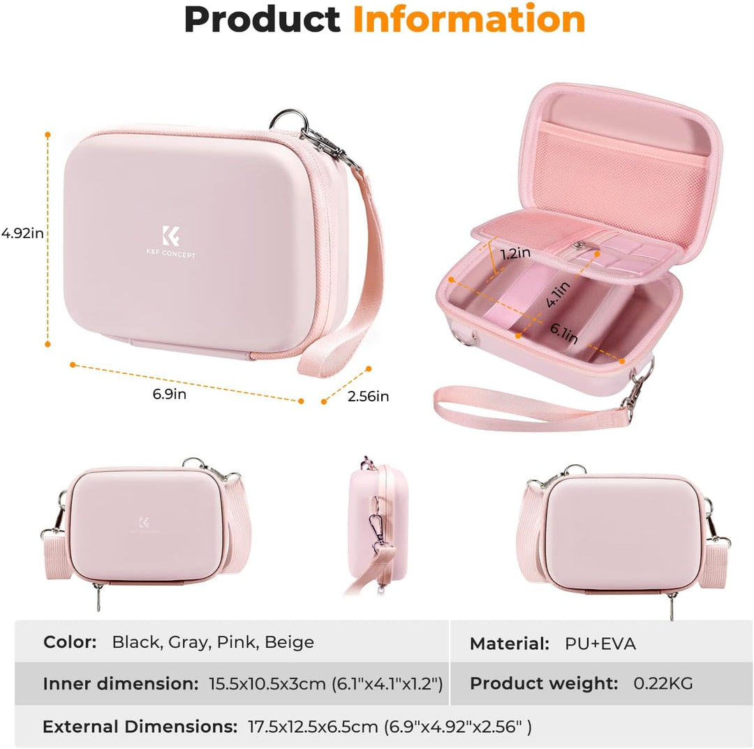 K&F Concept Digitalkamera Tasche kompatibel Fotokamera Tasche Eva-Hartschalendesign (nur Hülle) Rosa