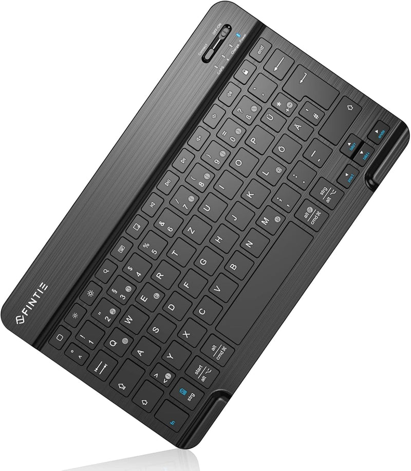 Fintie Ultradünn Bluetooth Tastatur mit deutschem Layout QWERTZ für iPad und iPhone, iPad 2024, iPad