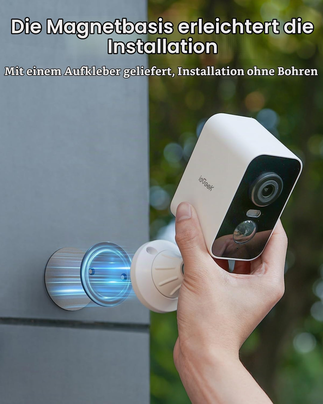 ieGeek 2K Überwachungskamera Aussen Akku mit Magnetische Montage, WLAN Kabellose Überwachungskamera