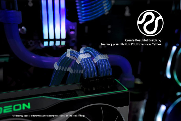 LINKUP - 50cm PSU Kabelverlängerung Ummantelt GPU Nach Mass PC Stromversorgung mit Kamm-Kit┃1x 24 P