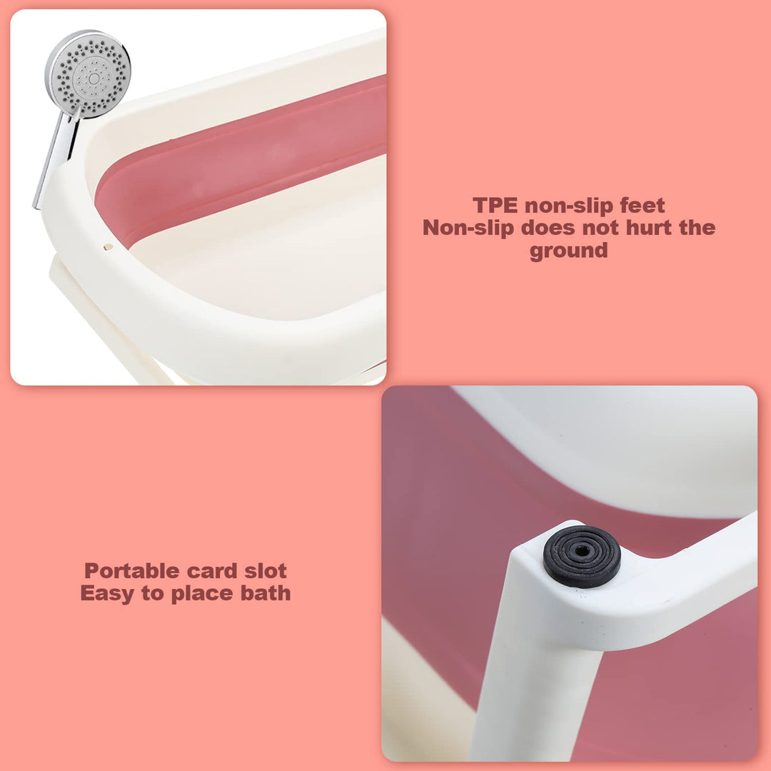 50L Baby Badewanne, Faltbare babywanne mit Anti Stütze, baby wanne mit Echtzeit-Temperaturmessung, B