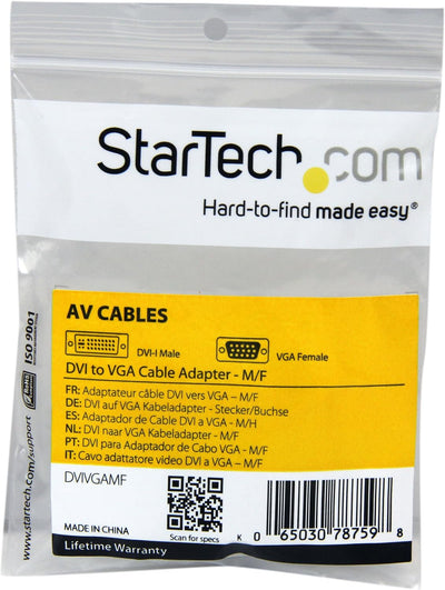 StarTech.com VGA auf DVI Monitor Adapter - St/Bu - Grau - VGA HD15 zu DVI-I Kupplung Beige, Beige