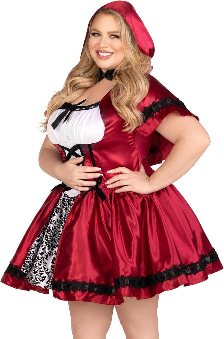LEG AVENUE 85230 - 2Tl. Kostüm Set Gothic Riding Hood, Kostüm Damen Karneval, Rot-Weiss, XL