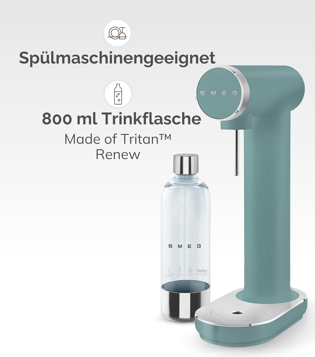 Smeg SKC01WHM Soda Maker, rutschfeste Füsse, platzsparendes Design, 800 ml, Mattweiss Einheitsgrösse