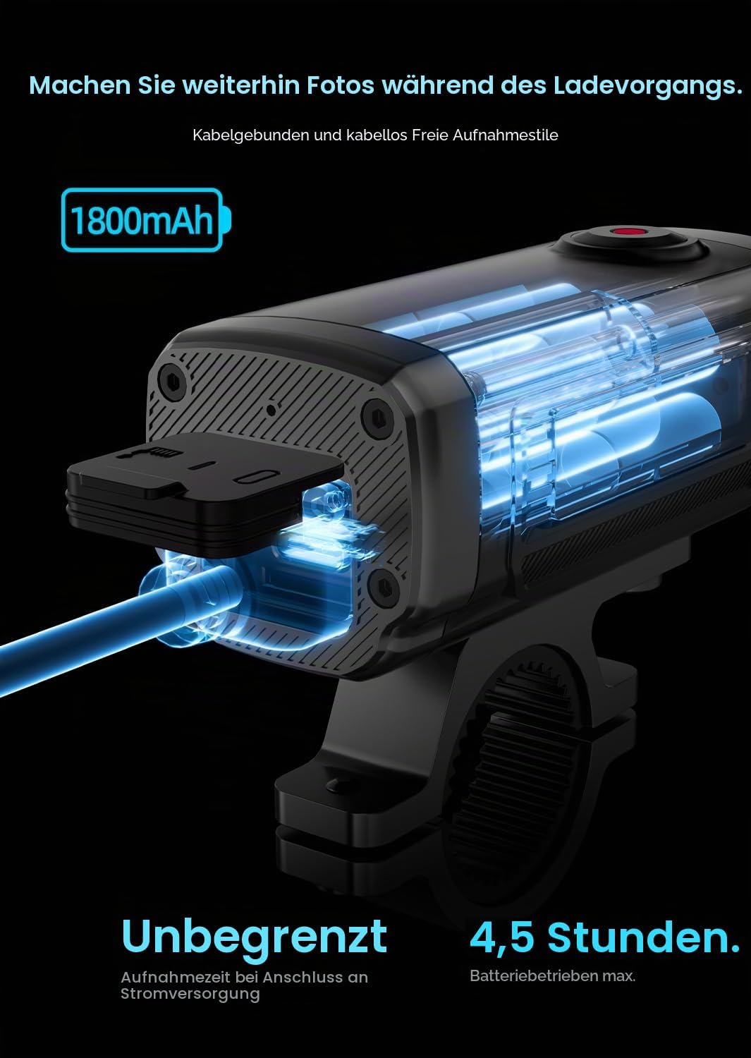 AKEEYO-710Pro EIS Fahrradkamera, 4K28FPS 20MP WiFi Action Kamera mit IP66 Ultra HD wasserdichte Kame