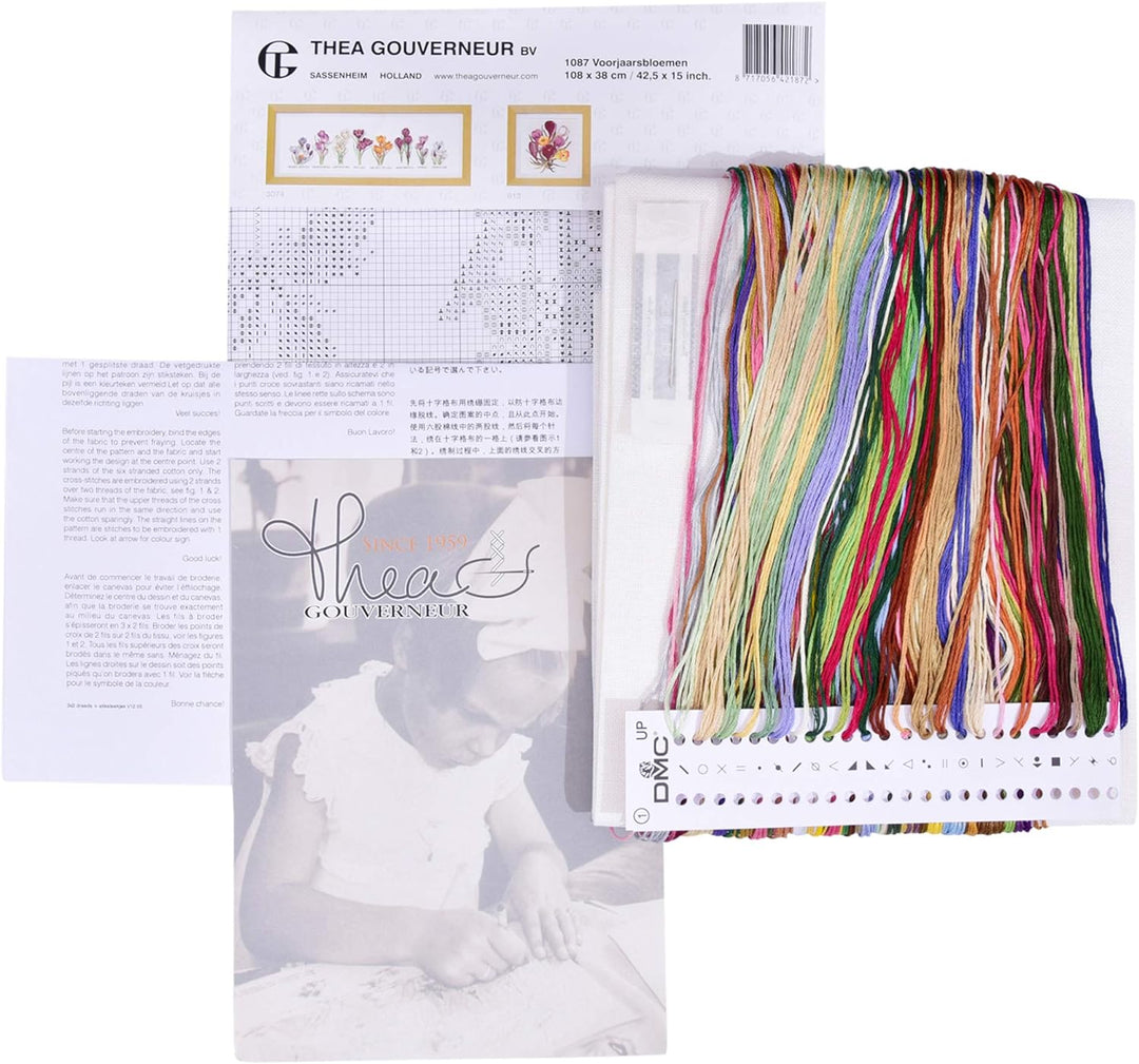 Thea Gouverneur - Kreuzstich-Set - Frühlingszwiebeln - Leinen - 32 Count - Für Erwachsene - 1087, Fr