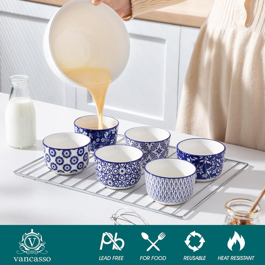 Creme Brulee Schälchen 6 Stück, vancasso SELENE Souffle Förmchen Backofenfest 180ml, Ofenfeste Förmc