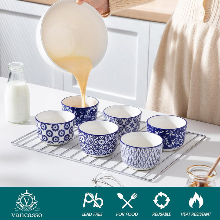 Creme Brulee Schälchen 6 Stück, vancasso SELENE Souffle Förmchen Backofenfest 180ml, Ofenfeste Förmc
