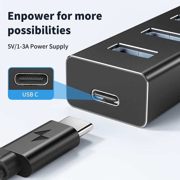 USB Hub 3.0, Aluminium 8-Port USB Verteiler 5Gbps Adapter mit 100cm Lang Kabel, Mehrfach USB3.0-Date