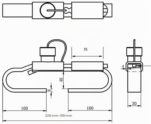 Vorhängeschloss für Diebstahlsicherung, verstellbar, von 239 bis 315 mm, 40 mm, Edelstahl, LKW-Türsc