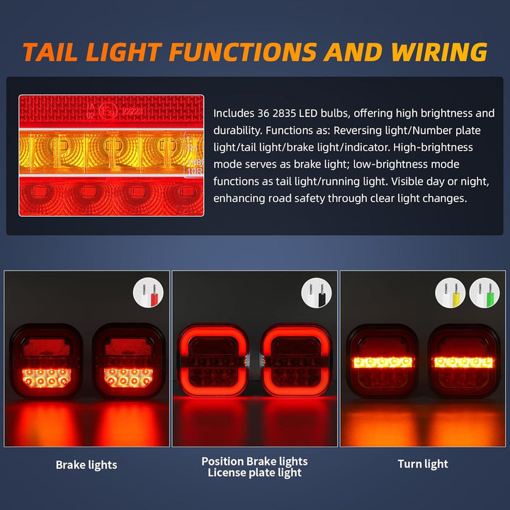 Yuanjoy 2Pcs Wasserdicht Rückleuchten Anhänger LED Neon LKW Rücklichter mit E-Prüfzeichen 12v 24volt