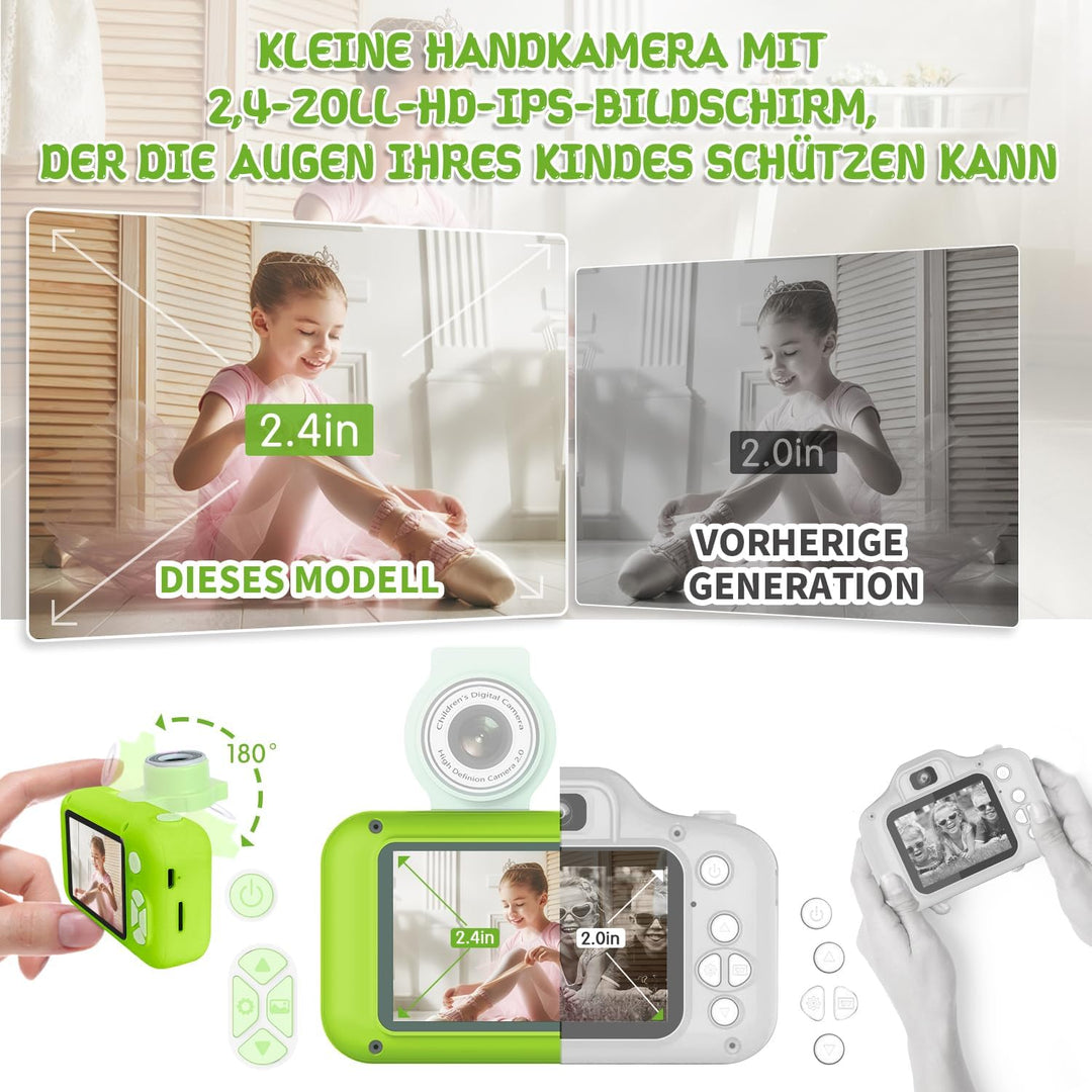 ARNSSIEN Digitalkamera für Kinder Kamera,2,4" IPS Kinderkamera mit 180°Flip | 1080P videokamera &amp; Se