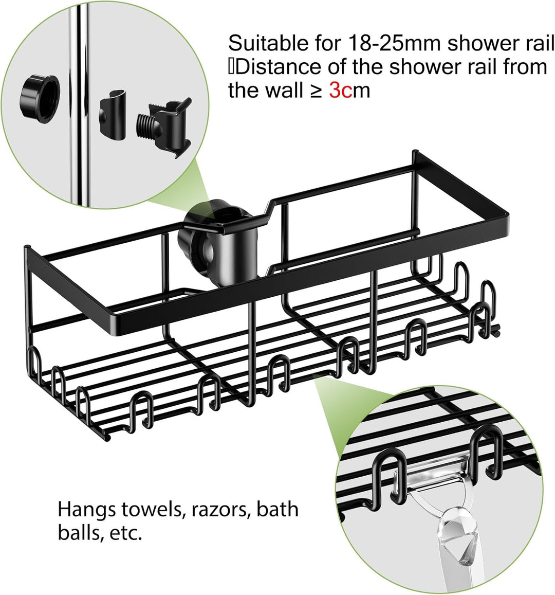 HouseUp Duschablage Ohne Bohren, 2 Stück Duschstangen-aufbewahrungsregal Edelstahl für 18 mm-25 mm D