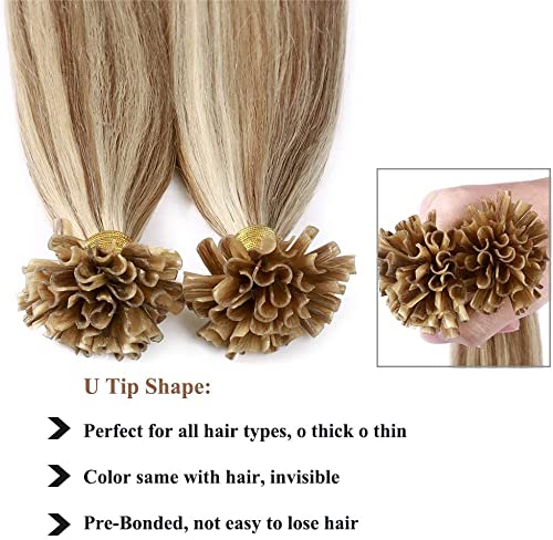 SEGO U Tip Extensions Haare Bonding Echthaar Bonded Haarverlangerung Keratin 1g/Strähne 50g Weissbra