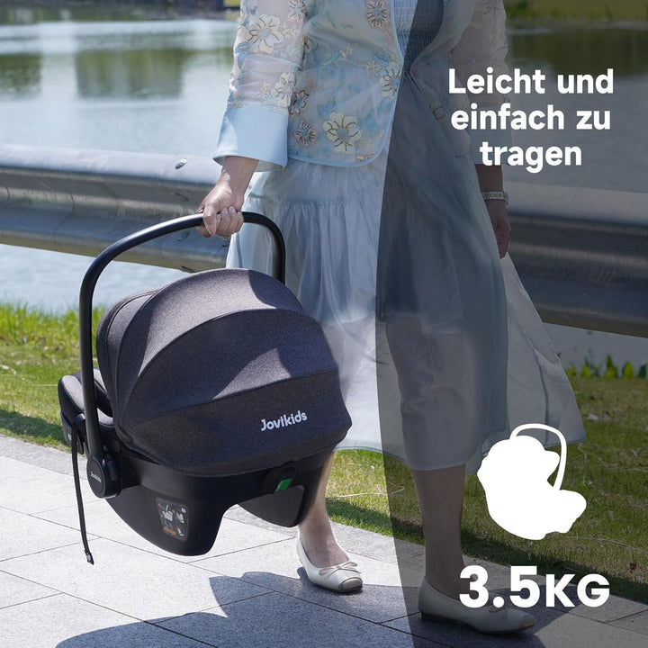 Jovikids Babyschale, Stufenlos verstellbare Liegeposition, Gruppe 0/0+ (40-87 cm) Baby Autositz mit
