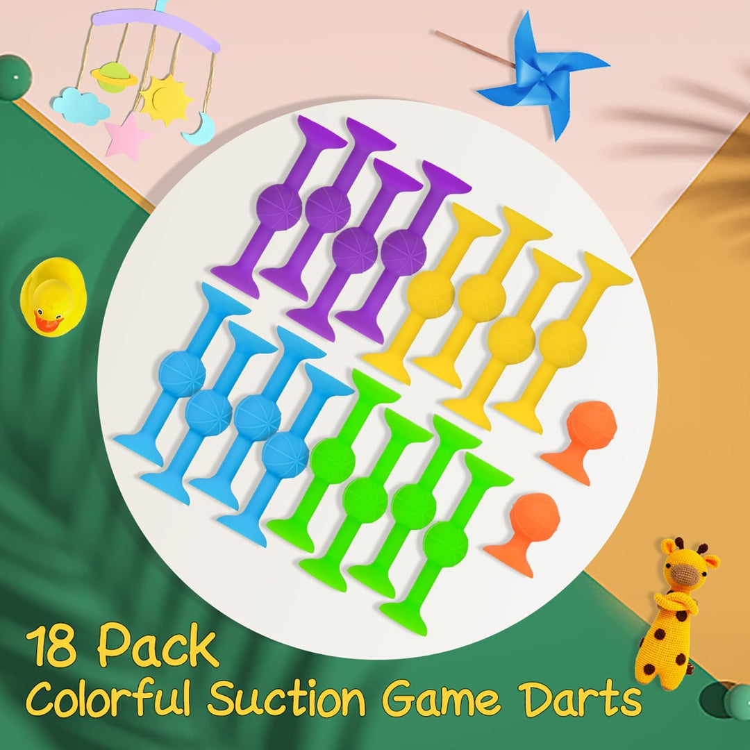 HugOutdoor 18 Pcs 4 Farben Saugnapf Spielzeug Darts Sets Kinder Bad Sticky Spielzeug Weiche Silikon