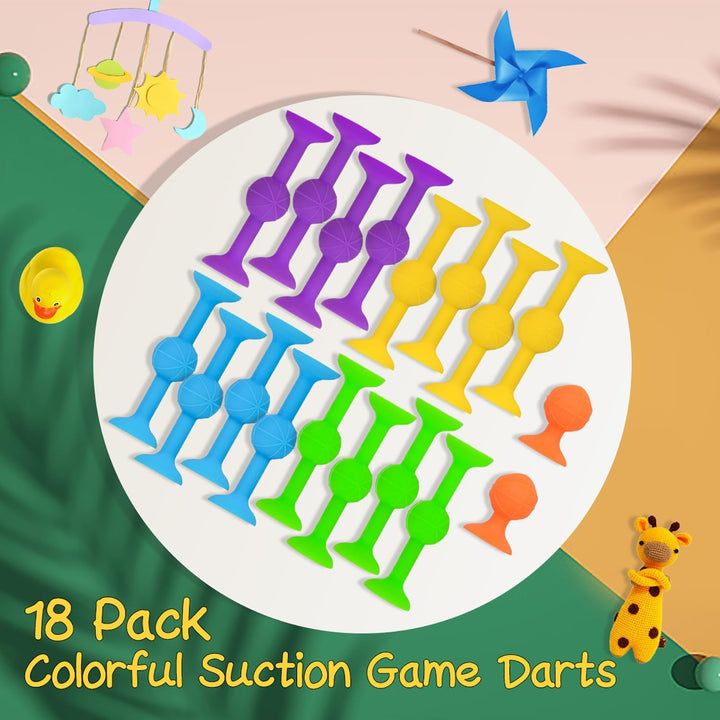 HugOutdoor 18 Pcs 4 Farben Saugnapf Spielzeug Darts Sets Kinder Bad Sticky Spielzeug Weiche Silikon