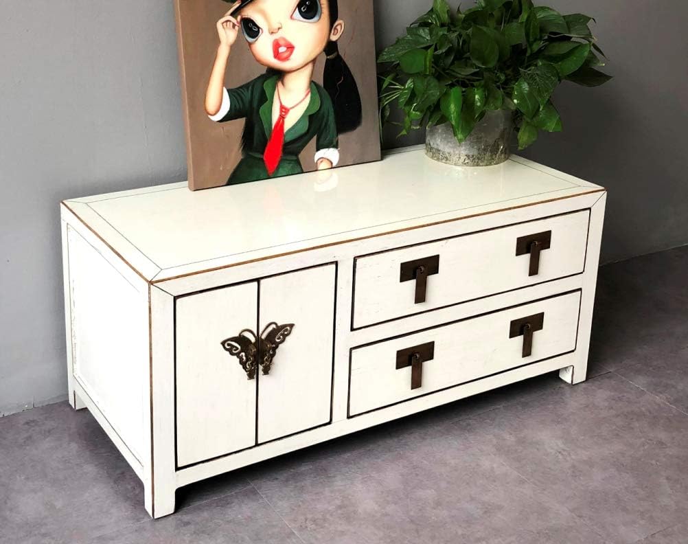 Opium Outlet TV Kommode Sideboard Schrank Lowboard chinesisch asiatisch orientalisch Vintage Weiss b