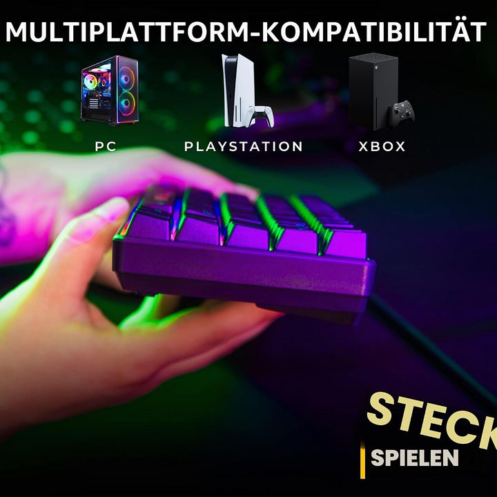 The G-Lab Combo Hydrogen WL Gaming-Tastatur, kabellos, 60% AZERTY FR RGB – Gaming-Maus 7200 DPI – Du