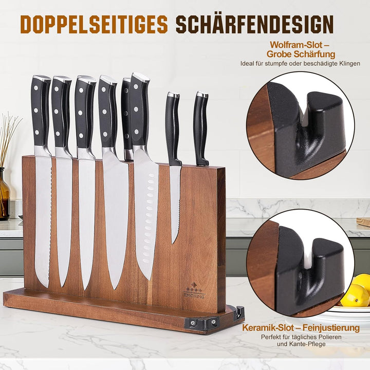 ENOKING Spitzenklasse Plus Messerblock Magnetisch Ohne Messer 38.6 x 23 cm, Doppelseitiger Magnet Me