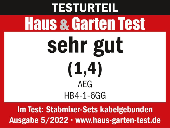 AEG HB4-1-6GG Stabmixer / 2 Edelstahl-Klingen / inkl. umfangreiches Zubehör / BPA-frei / 2 Geschwind