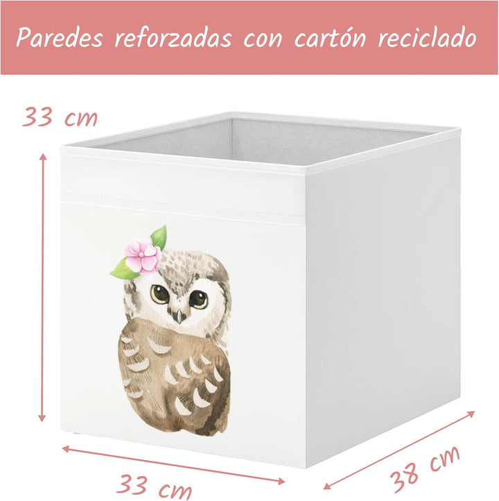 Aufbewahrungsbox mit faltbarem Design, Organisation für Spielzeug, Mädchen, Tiere (Eule Mädchen)