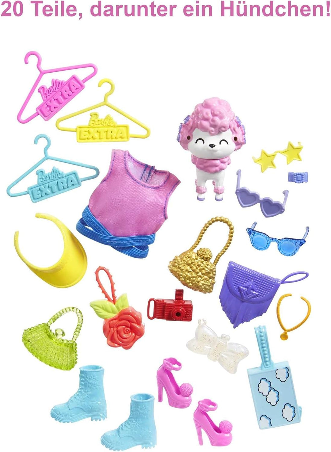 Barbie HFG75 - Barbie Extra Mode Spielset mit 20 Teilen, einschliesslich Haustier Pudel, Schrank und