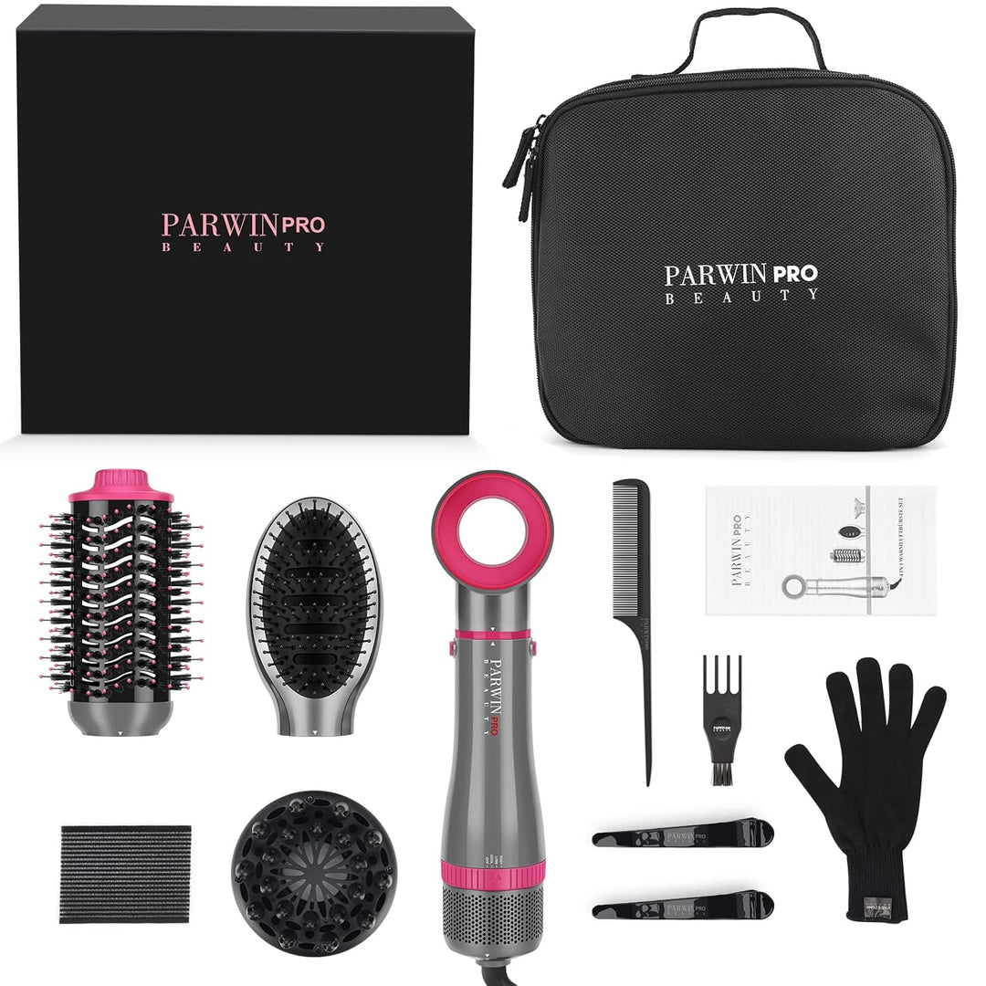 4 IN 1 Haartrockner Warmluftbürste Set, PARWIN PRO BEAUTY Styler-Set, Föhnbürste mit 4 Aufsätze zum