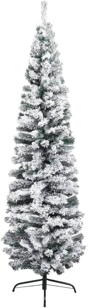 vidaXL Schlanker Künstlicher Weihnachtsbaum Beschneit Christbaum Tannenbaum Dekobaum Kunstbaum Weihn