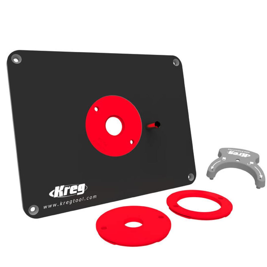Kreg Tool PRS4034 Einsatzplatte mit Level-Loc-Ringen (vorgebohrtes Triton), Schwarz und Rot