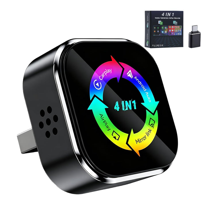 4-in-1 Wireless CarPlay Adapter,Carplay Wireless Adapter Kabelgebunden zu Kabellos für CarPlay &amp; And