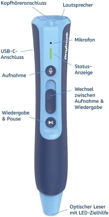 Anybook Pro M700 – Audiostift & Lesestift mit Aufnahme- & Wiedergabefunktion, flexibel für Sprach- &