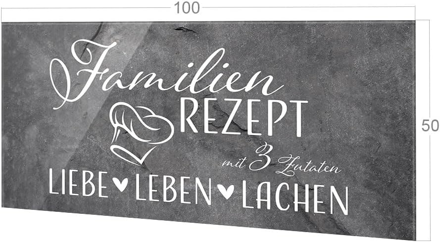 GRAZDesign Spritzschutz Küchenrückwand Glas Küche für Herd & Küchenspüle, Grau mit Spruch - Glasplat