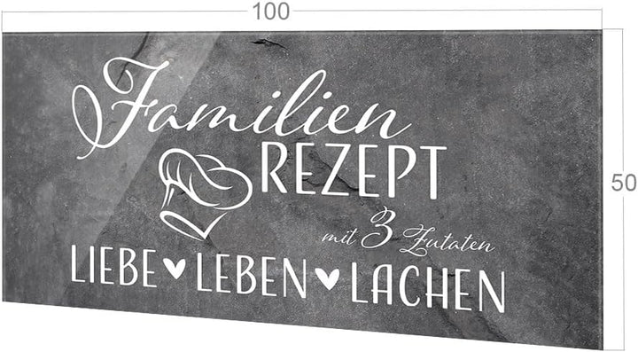 GRAZDesign Spritzschutz Küchenrückwand Glas Küche für Herd & Küchenspüle, Grau mit Spruch - Glasplat