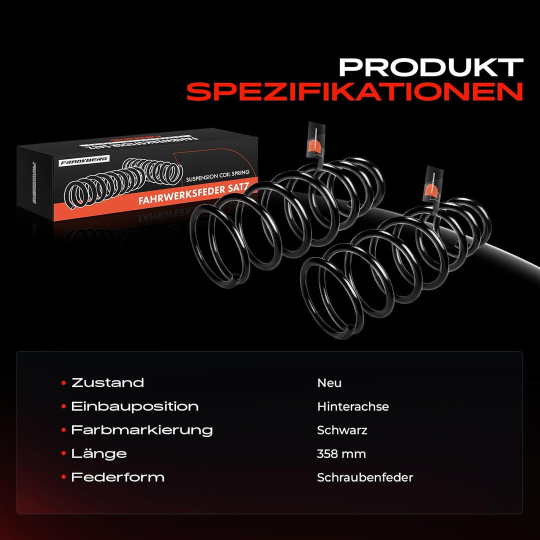 Frankberg 2x Federn Fahrwerksfeder Hinterachse Kompatibel mit RX-8 FE SE 1.3L 2003-2012 Replace# FE0