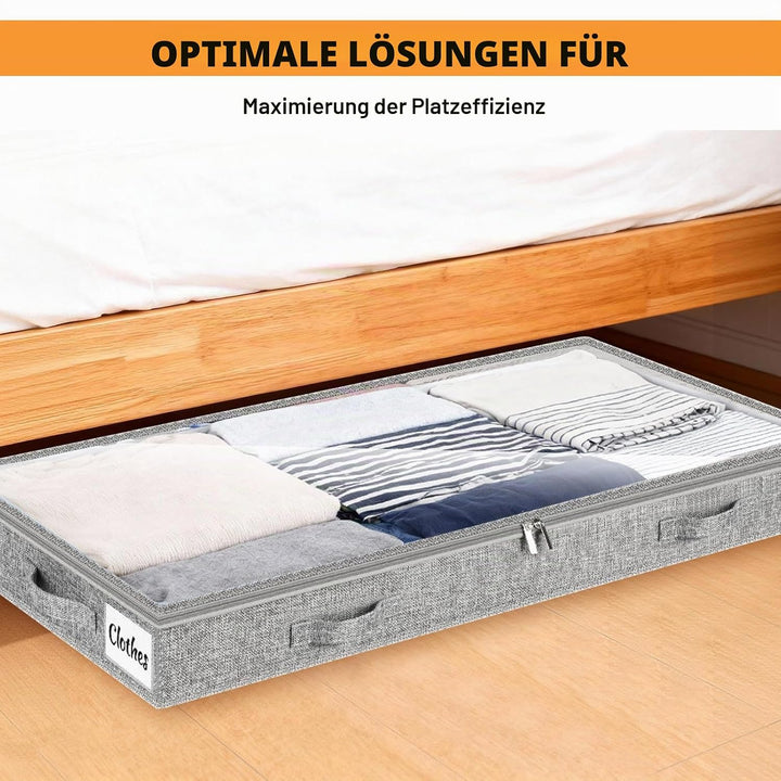 Unterbett Aufbewahrungsbox 4 Stück Unterbettkommode und klarem Transparenter Deckel, 10 cm hoch Falt