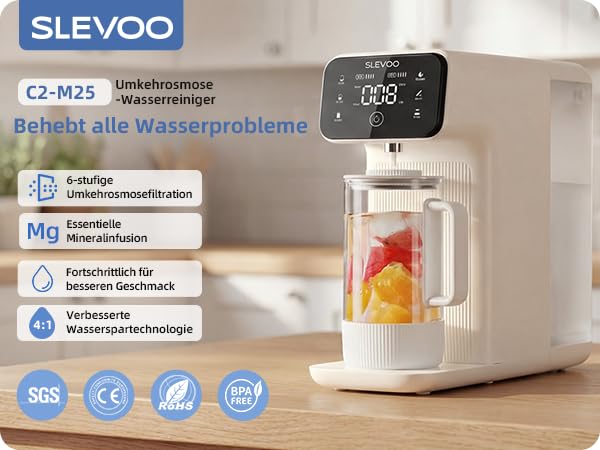 Auftisch Osmoseanlage Trinkwasser,6-stufiger Filtration gegen Nitrat & PFAS,Abwasserverhältnis 4:1,T