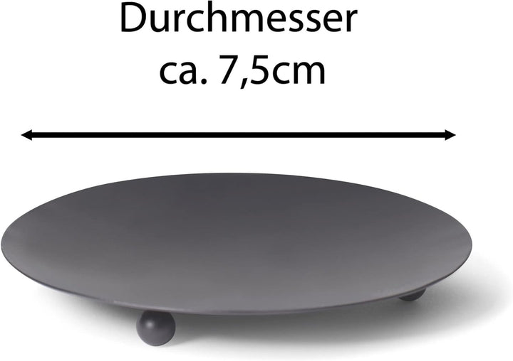 Novaliv 4X Kerzenständer 3 Füsse SCHWARZ 7,5cm Kerzenteller Kerzenhalter Dekoteller rund Tischdekora