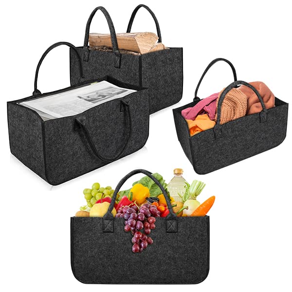 YUENFONG Filztaschen shopper 4 Stück Kaminholztasche Filz für kaminholz, Kaminholzkorb Filztasche Fa