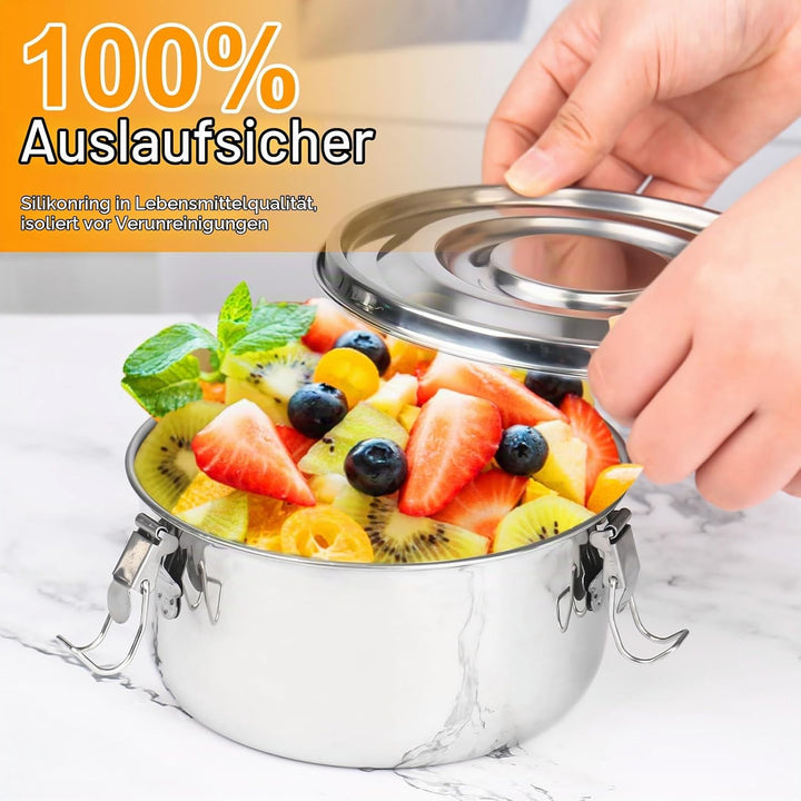 Edelstahl Behälter 3 Pack, 304 Edelstahl Brotdose (660ml/1040ml/1590ml) Erwachsenen Lebensmittelbehä