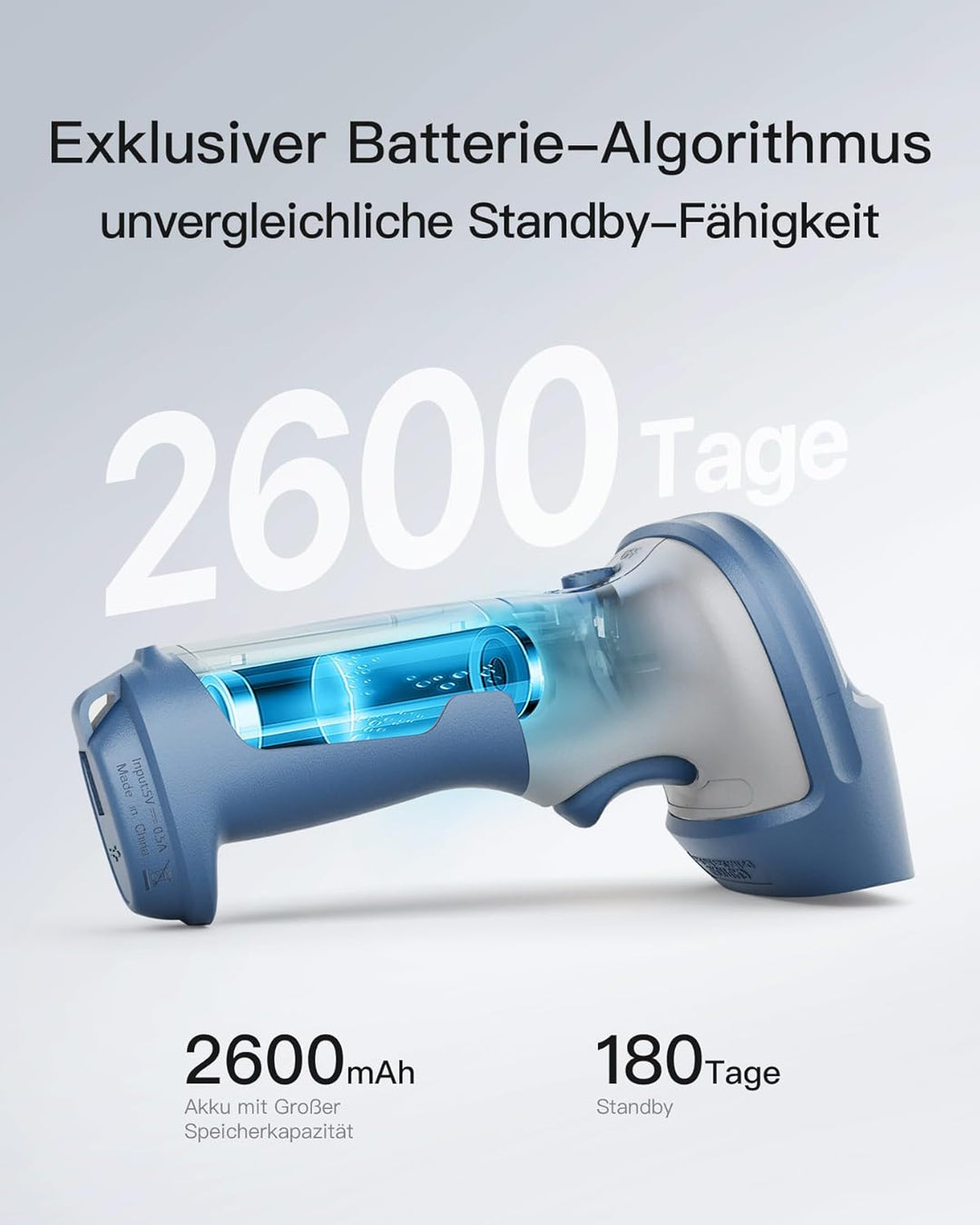 Inateck Wireless Barcode Scanner 2D, Bluetooth 5.0, 2.4Ghz Barcode Reader, QR Code Scanner, liest vo